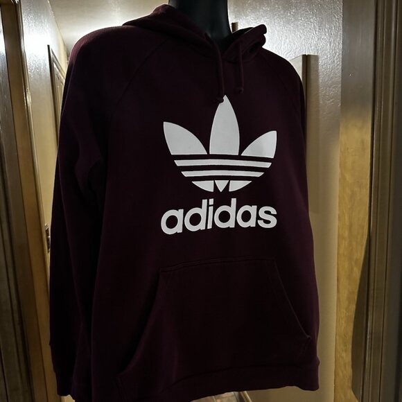 Adidas Originals Trefoil Essential Hoodie Sweatshirt Maroon/Burgundy, Men's XL - Picture 1 of 6